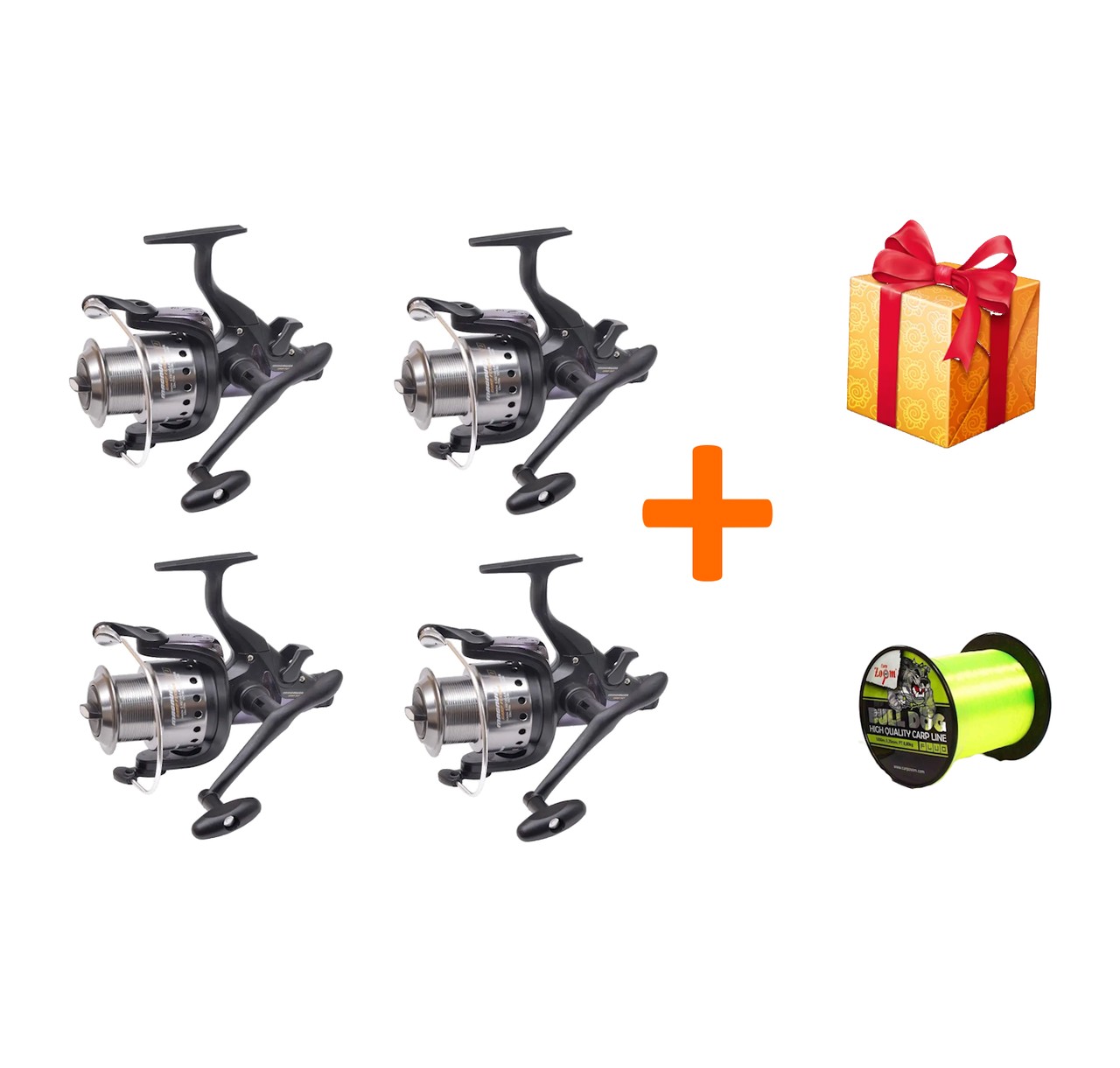Набір 4 котушки Magnum Carp Feeder 6000 + Ліска Bull-Dog