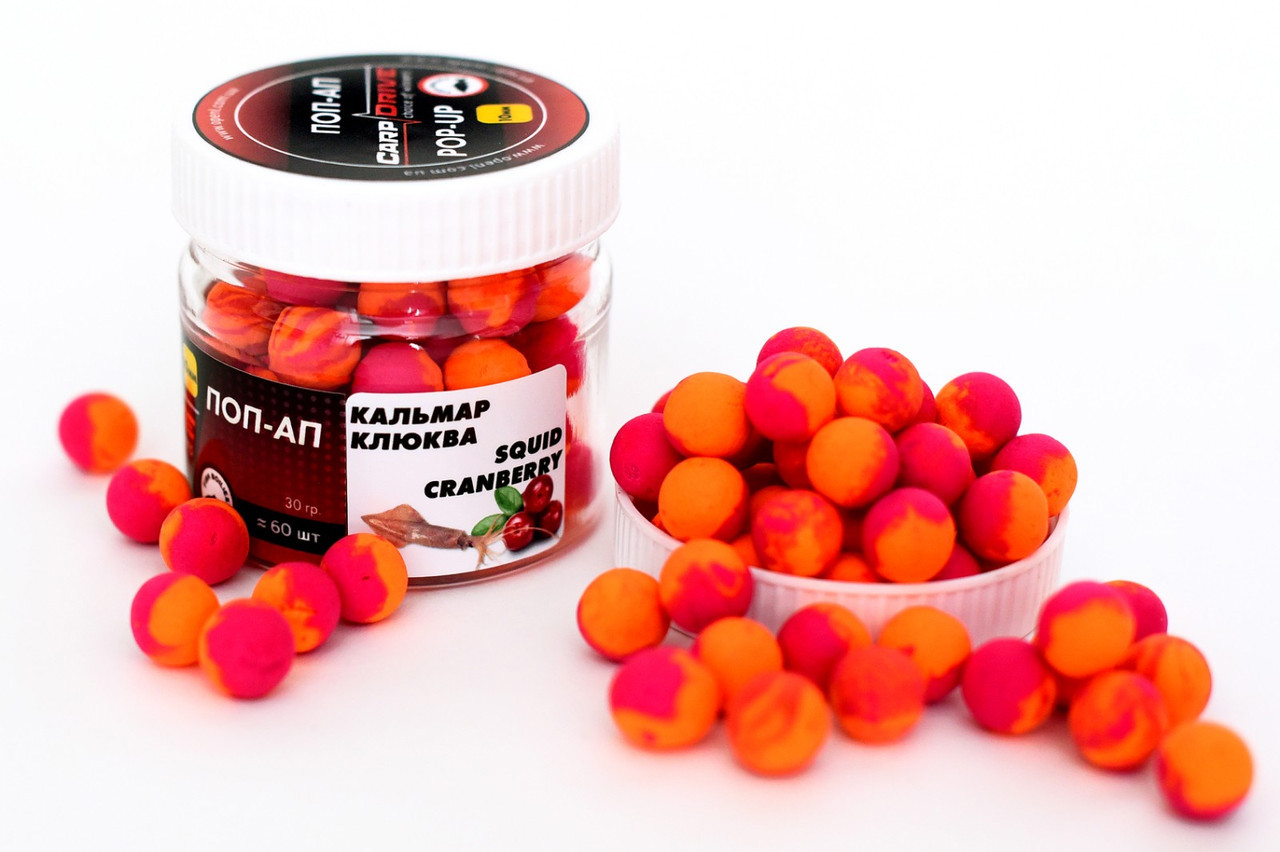 Плаваючий Бойл, поп ап для риболовлі, поп ап Кальмар-Журавлина (Squid-Cranberry) 10 мм Carp Drive