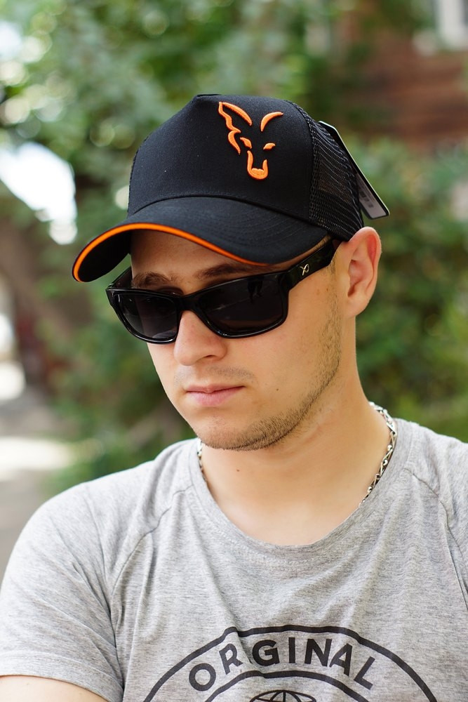 Кепка Fox Black/Orange Trucker Cap