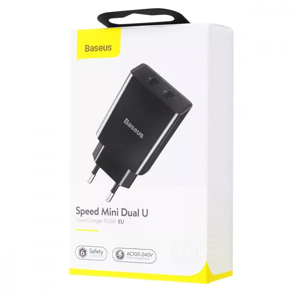 Мережевий зарядний пристрій Baseus Speed Mini Dual U Charger 10.5 W 2USB