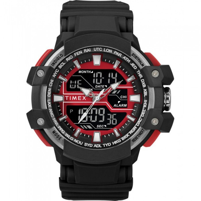 Багатофункціональний годинник Timex Tactic DGTL 53MM Resin Strap Combo Watch Black