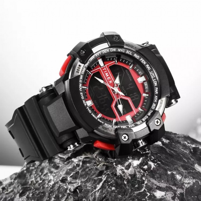 Багатофункціональний годинник Timex Tactic DGTL 53MM Resin Strap Combo Watch Black