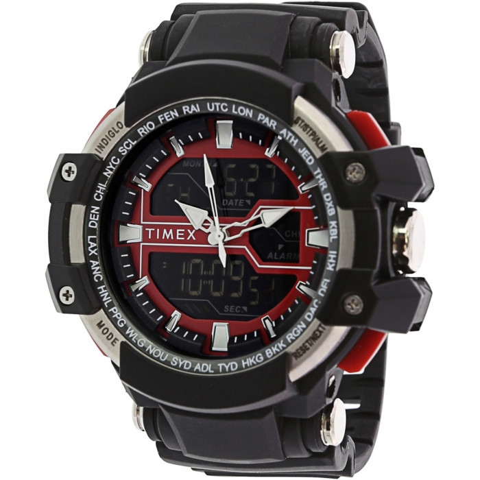 Багатофункціональний годинник Timex Tactic DGTL 53MM Resin Strap Combo Watch Black