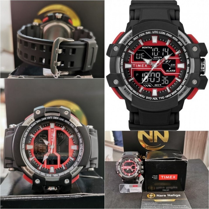 Багатофункціональний годинник Timex Tactic DGTL 53MM Resin Strap Combo Watch Black