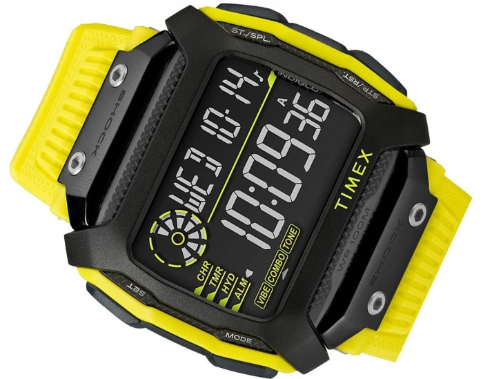 Багатофункціональний годинник Timex Command Shock 54 mm Resin Strap Watch Black Yellow