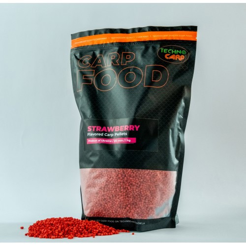 Пеллетс Технокарп Flavored Carp Pellets Strawberry 3mm 1kg