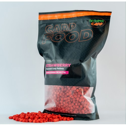 Пеллетс Технокарп Flavored Carp Pellets Strawberry 6mm 1kg