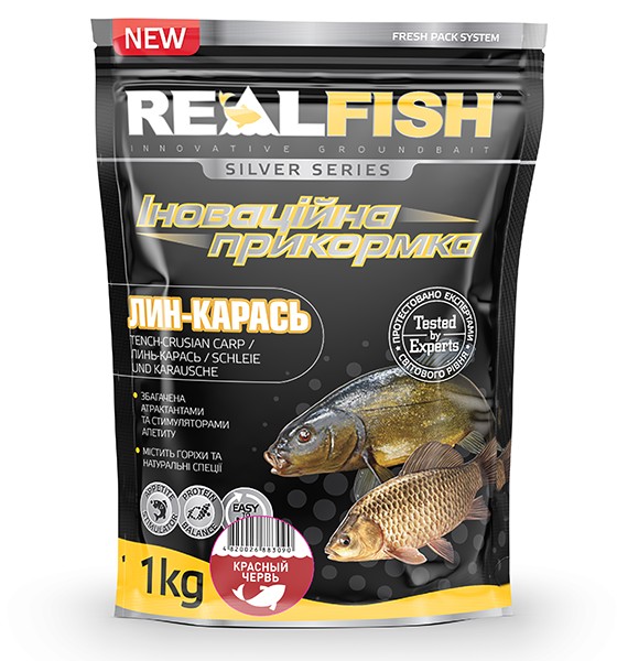 Прикорм рибальська Real Fish "Лінь-кадай" Червоний черв'як 1кг