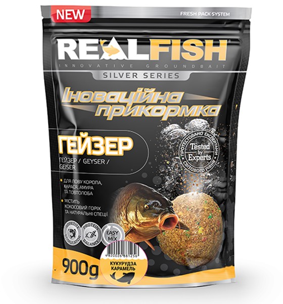 Прикорм рибальська Real Fish "Гейзер" Кукурудза-карамель 1кг