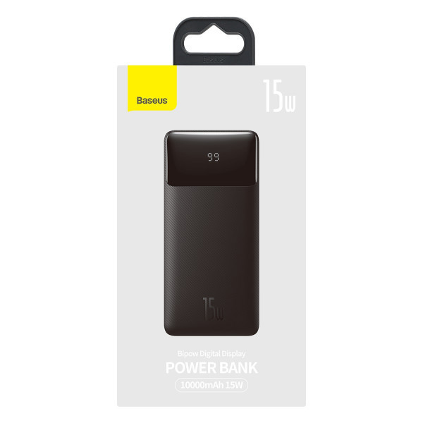 Повербанк Baseus Bipow Digital Display 20000mAh 15W 3A 2USB + Type-C Черный