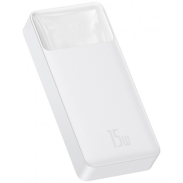 Повербанк Baseus Bipow Digital Display 20000mAh 15W 3A 2USB + Type-C Белый