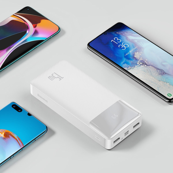 Повербанк Baseus Bipow Digital Display 20000mAh 15W 3A 2USB + Type-C Белый
