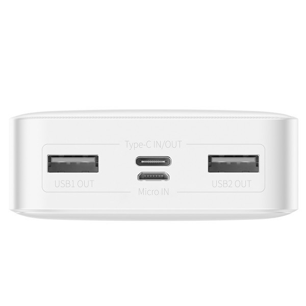 Повербанк Baseus Bipow Digital Display 20000mAh 15W 3A 2USB + Type-C Белый