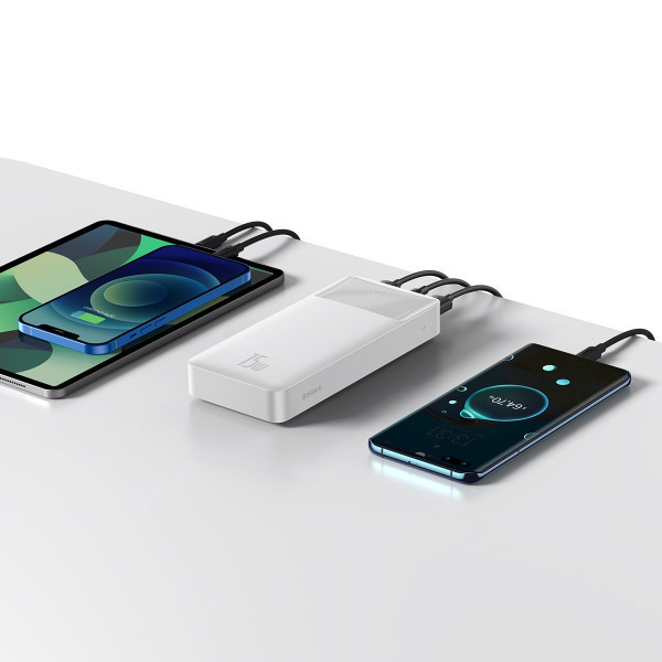 Повербанк Baseus Bipow Digital Display 20000mAh 15W 3A 2USB + Type-C Белый