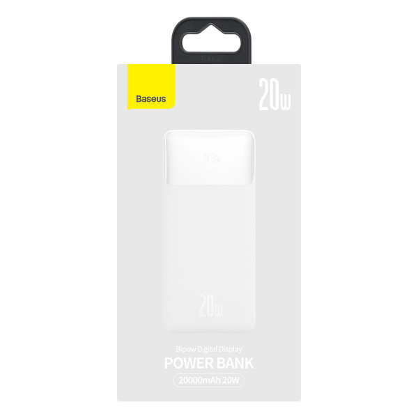 Повербанк Baseus Bipow Digital Display 20000 mAh 20W Білий