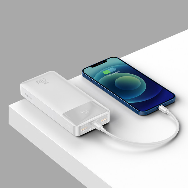 Повербанк Baseus Bipow Digital Display 20000 mAh 20W Білий