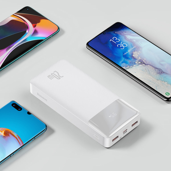 Повербанк Baseus Bipow Digital Display 20000 mAh 20W Білий
