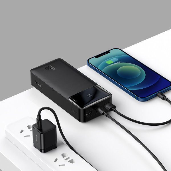 Повербанк Baseus Bipow Digital Display 30000mAh 15W 3A 2USB + Type-C Черный