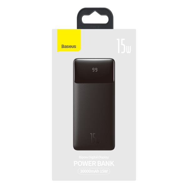 Повербанк Baseus Bipow Digital Display 30000mAh 15W 3A 2USB + Type-C Черный