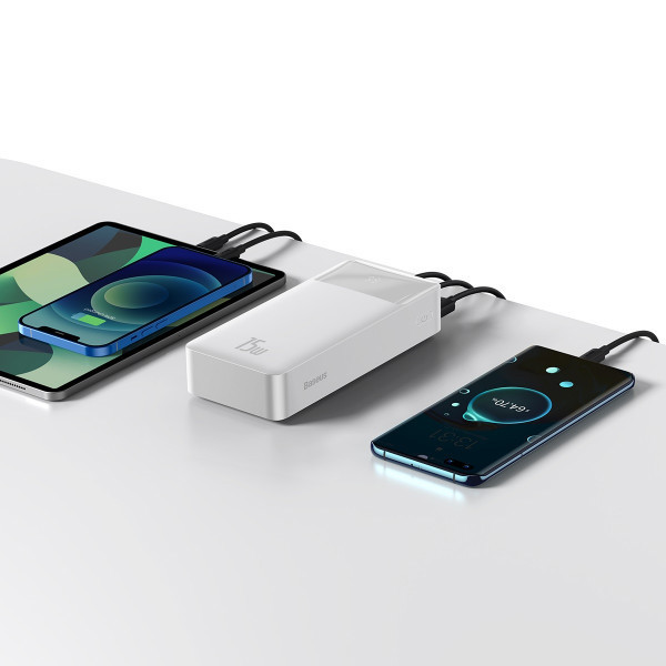 Повербанк Baseus Bipow Digital Display 30000mAh 15W 3A 2USB + Type-C Белый
