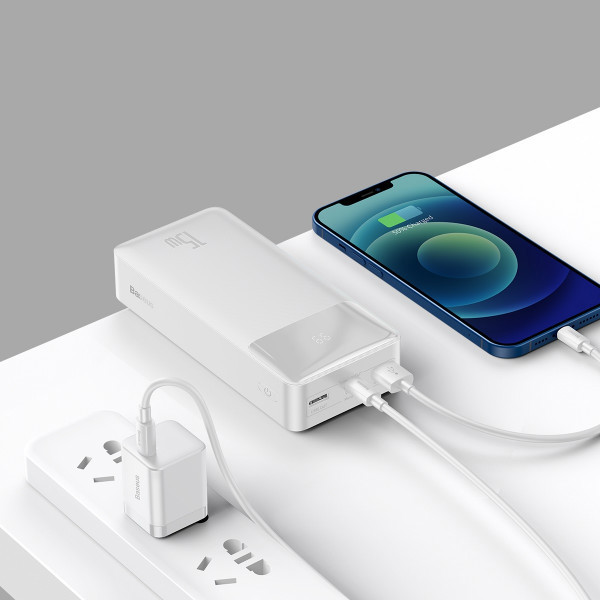 Повербанк Baseus Bipow Digital Display 30000mAh 15W 3A 2USB + Type-C Белый