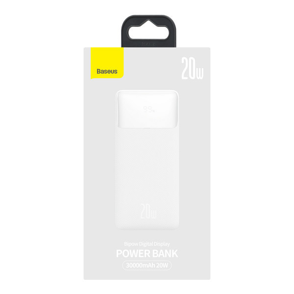 Повербанк Baseus Bipow Digital Display 30000mAh 20W Білий