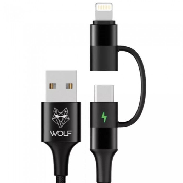 Зарядний кабель 2 в 1 Wolf 2 in 1 Charging Cable