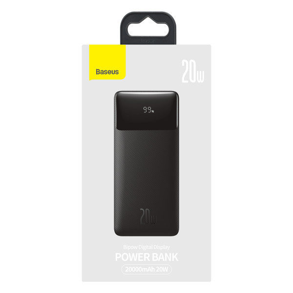Повербанк Baseus Bipow Digital Display 20000 mAh 20W Чорний
