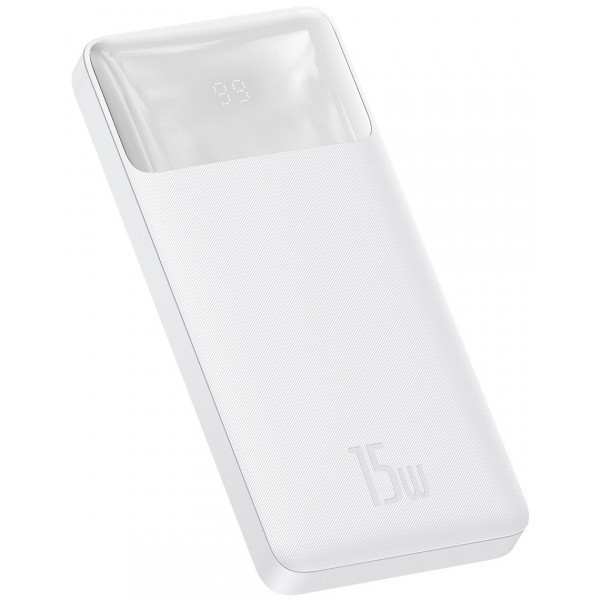 Повербанк Baseus Bipow Digital Display 10000mAh 15W 3A 2USB + Type-C Белый