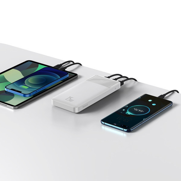 Повербанк Baseus Bipow Digital Display 10000mAh 15W 3A 2USB + Type-C Белый