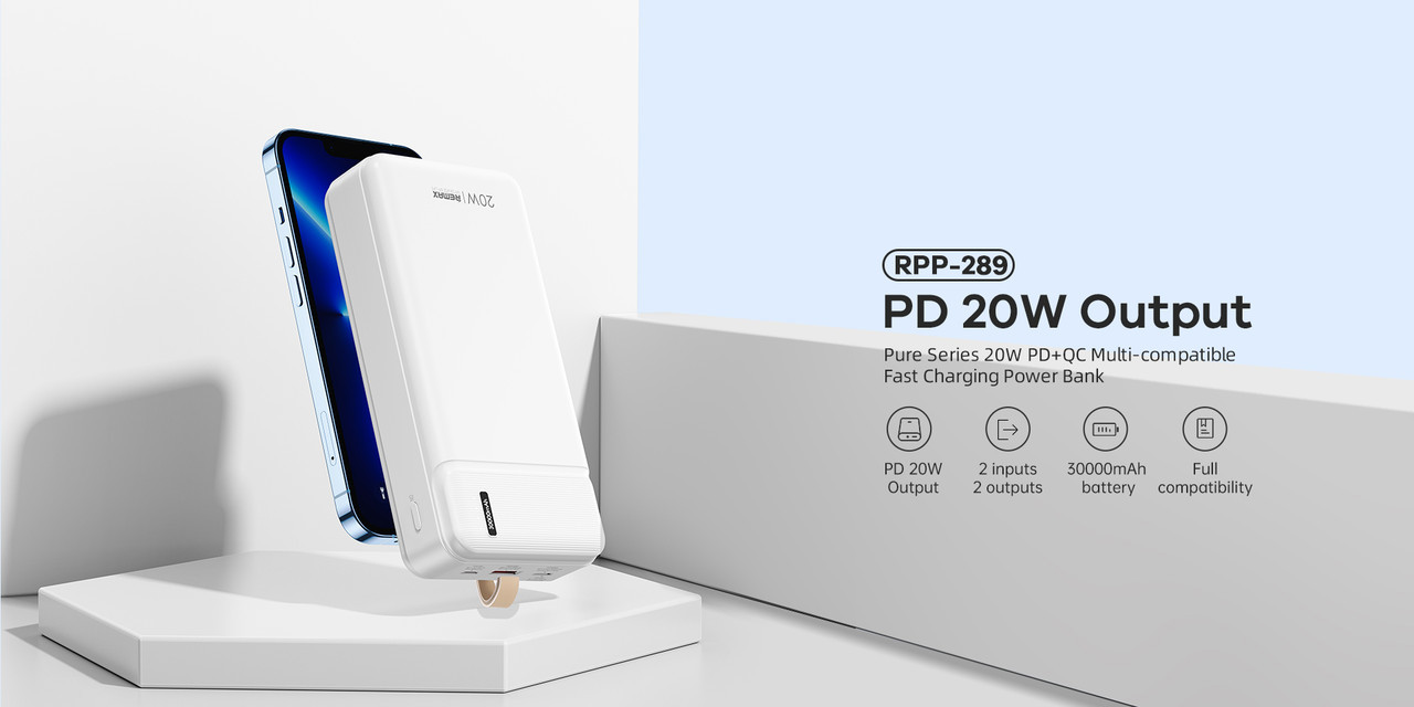 Повербанк Remax PowerBank Pure QC+ PD 20 W 30000 mAh White