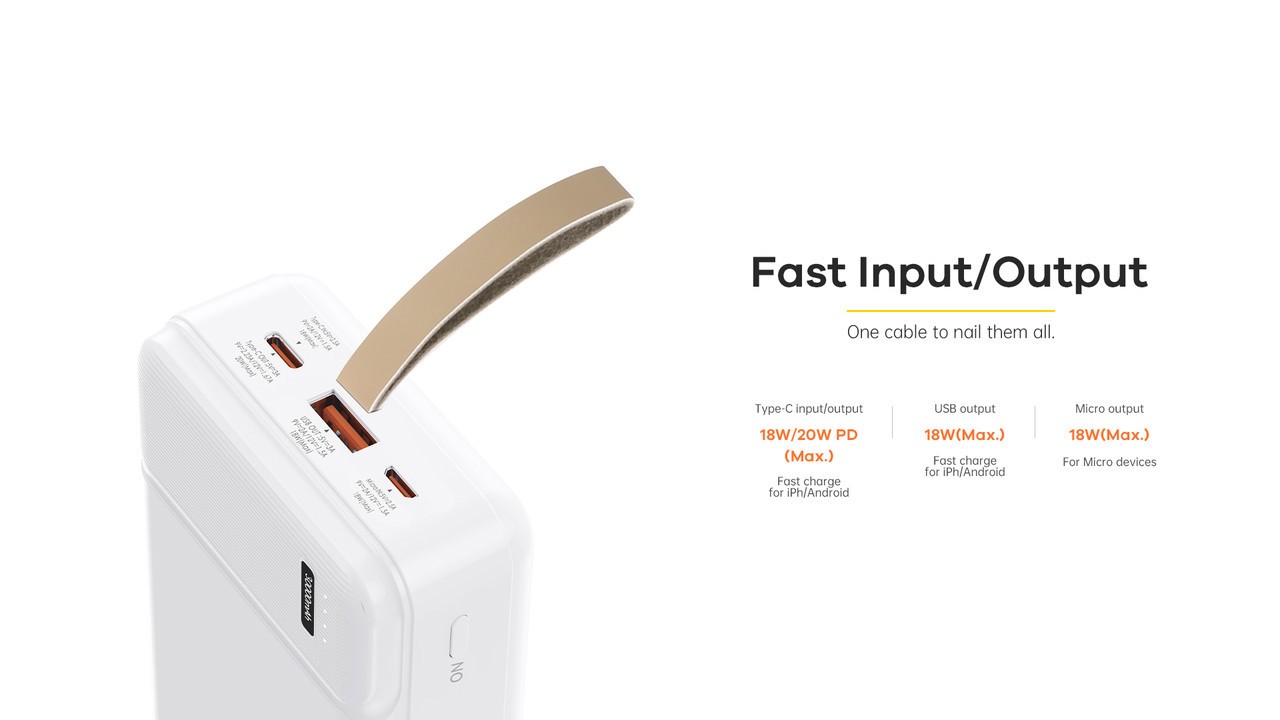 Повербанк Remax PowerBank Pure QC+ PD 20 W 30000 mAh White