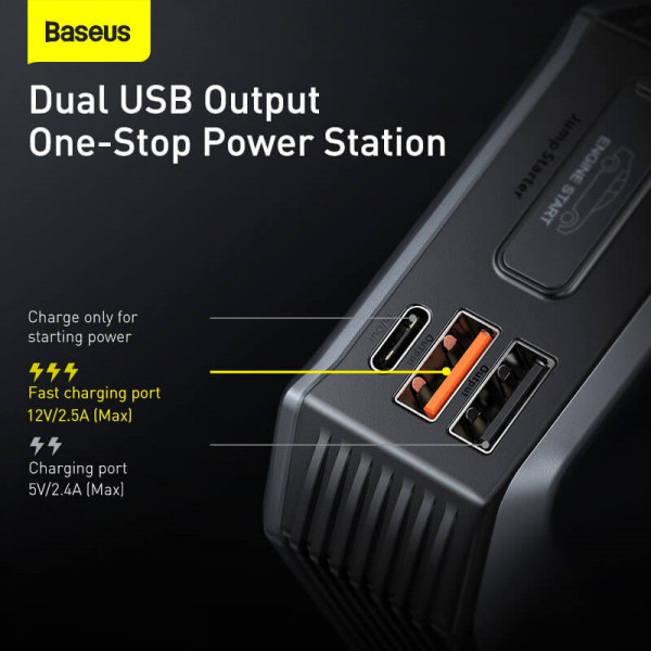 Пускозарядний пристрій Baseus MAX Car Jump Starter 3in1 12 V 20000 mAh