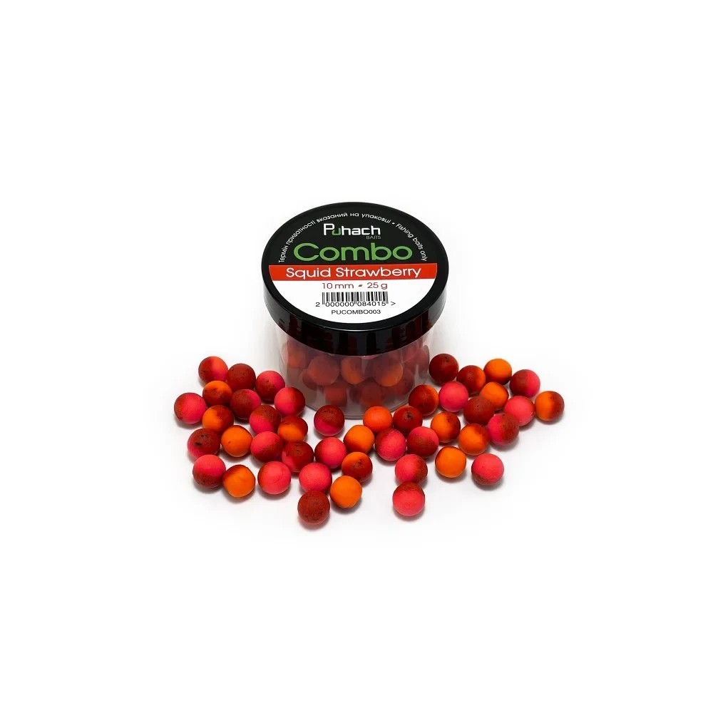 Вафтерси Puhach Baits Combo 10 mm Squid Strawberry (Кальмар/Полуниця)