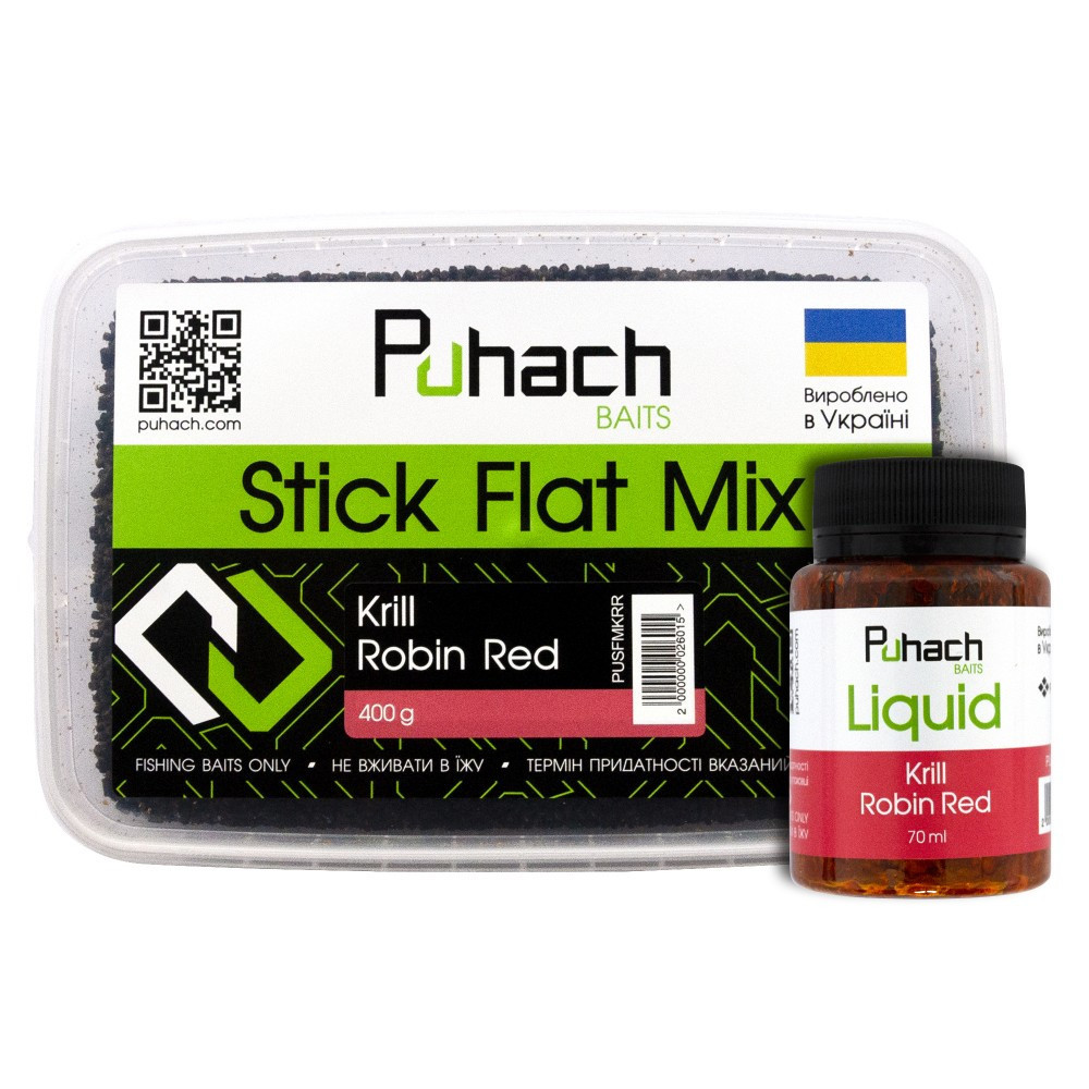 Набор Puhach Baits Stick Flat Mix + Liquid 70 ml Krill Robin Red
