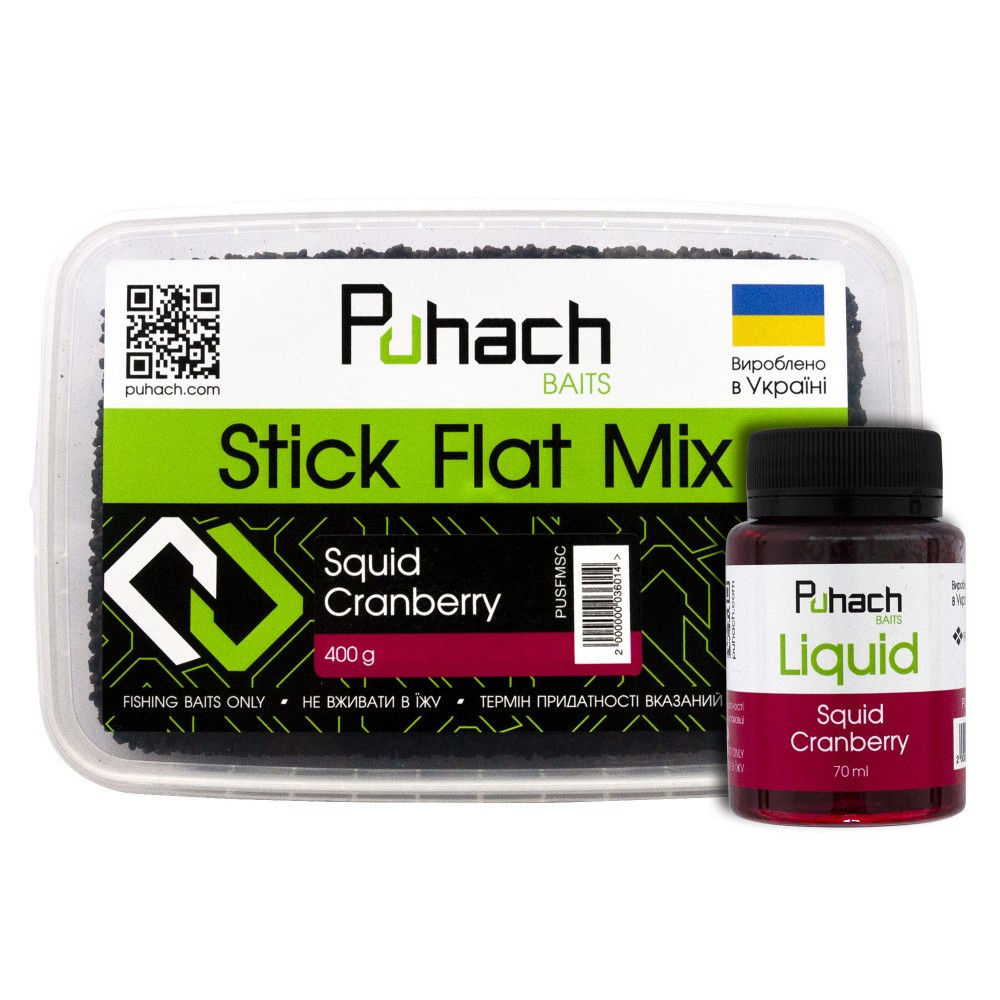 Набор Puhach Baits Stick Flat Mix + Liquid 70 ml Squid Cranberry