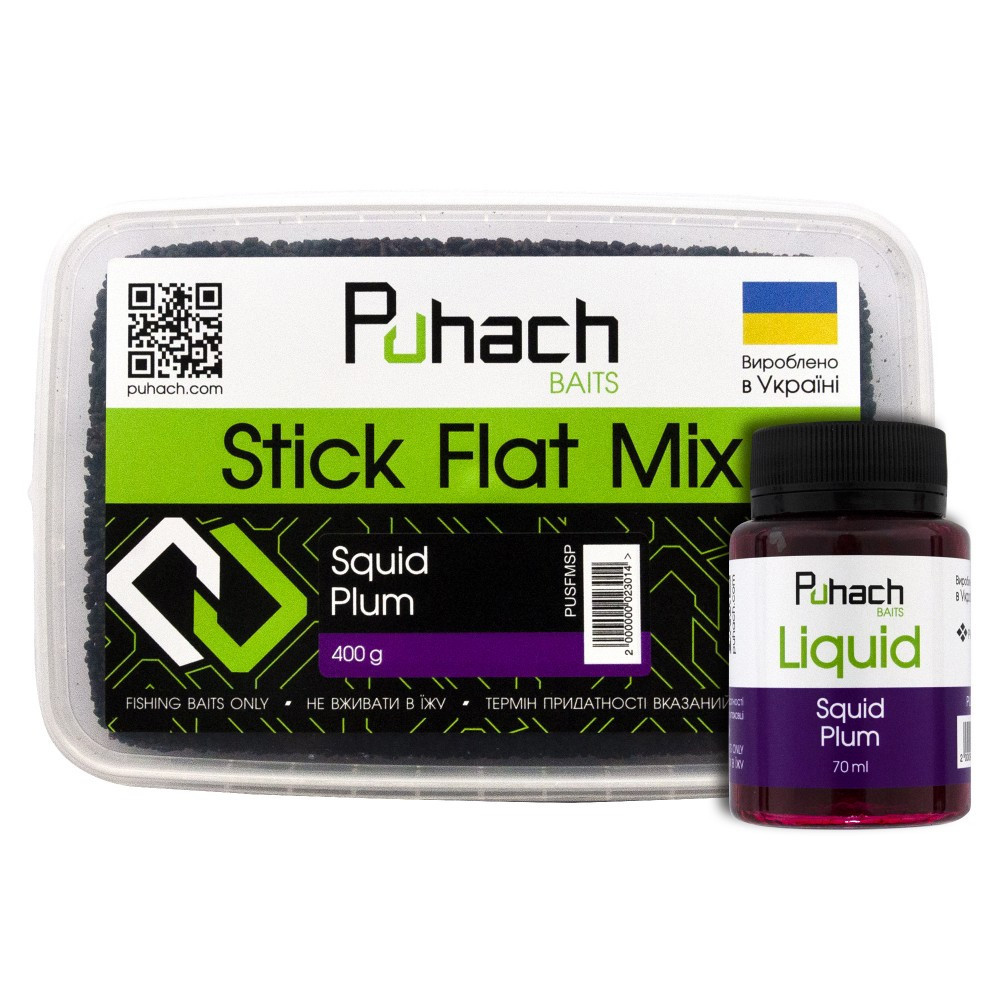 Набор Puhach Baits Stick Flat Mix + Liquid 70 ml Squid Plum