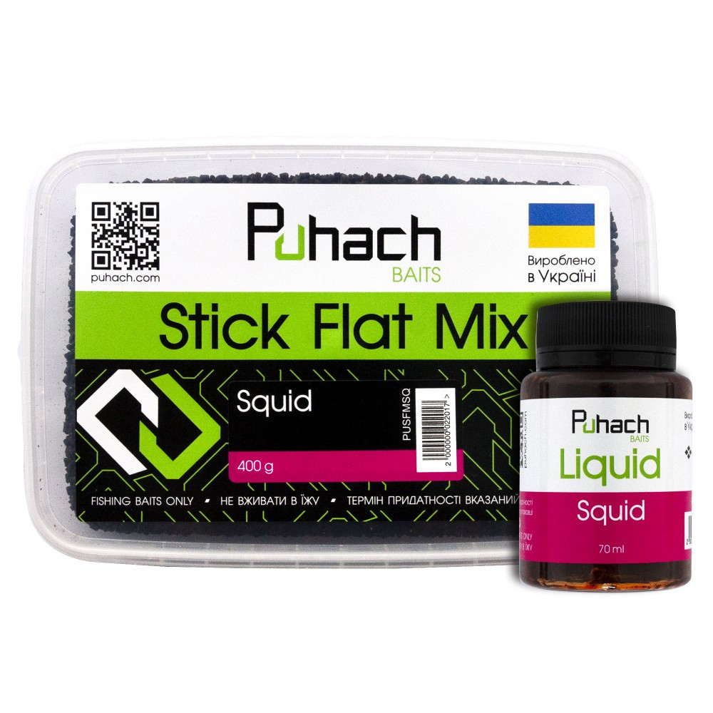 Набір Puhach Baits Stick Flat Mix + Liquid 70 ml Squid