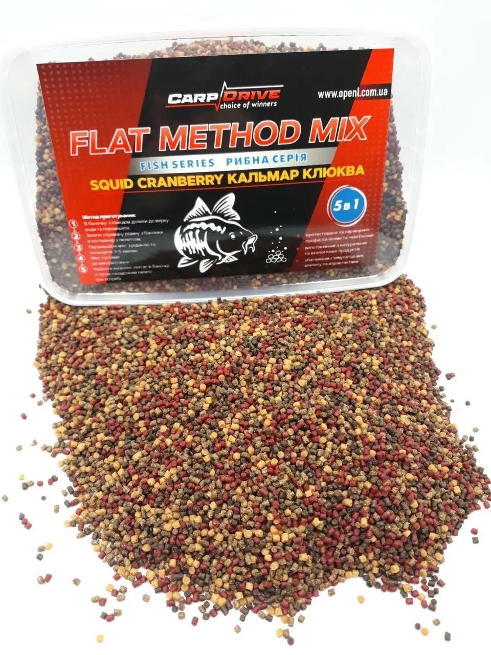 Методний пелетс Carp Drive 5 в 1 Кальмар-Жураліна (Squid-Cranberry)