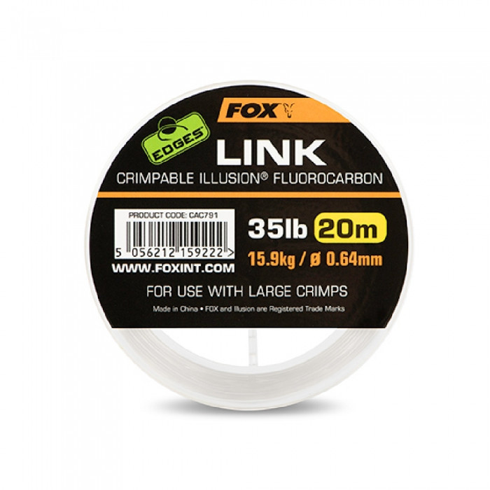 Поводочний матеріал флюрокарбоновий Fox Edges Link Illusion Fluorocarbon 0.53 20m 0.64