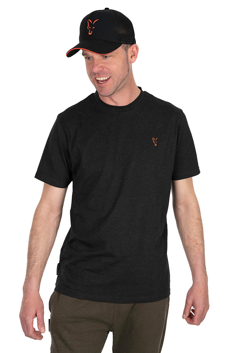 Футболка Fox Collection T-Shirt Black Marl Orange Logo