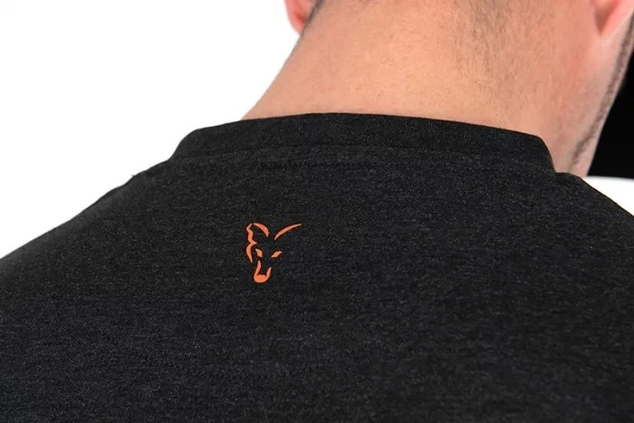 Футболка  Fox Collection T-Shirt Black Marl Orange Logo L