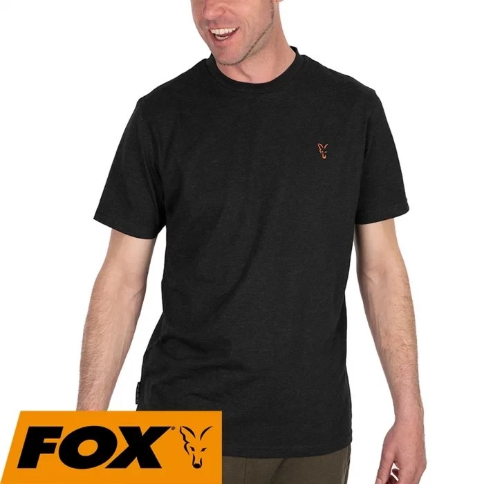 Футболка  Fox Collection T-Shirt Black Marl Orange Logo XXXL