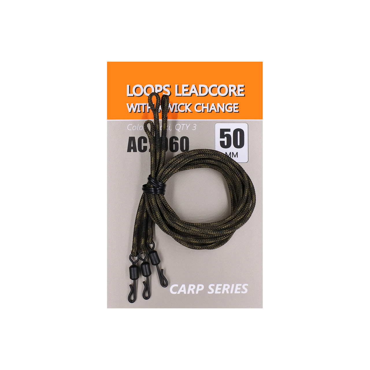 Лідкор із швидкознімним вертлюгом ORANGE Loops leadcore QC 50 cm 3 шт