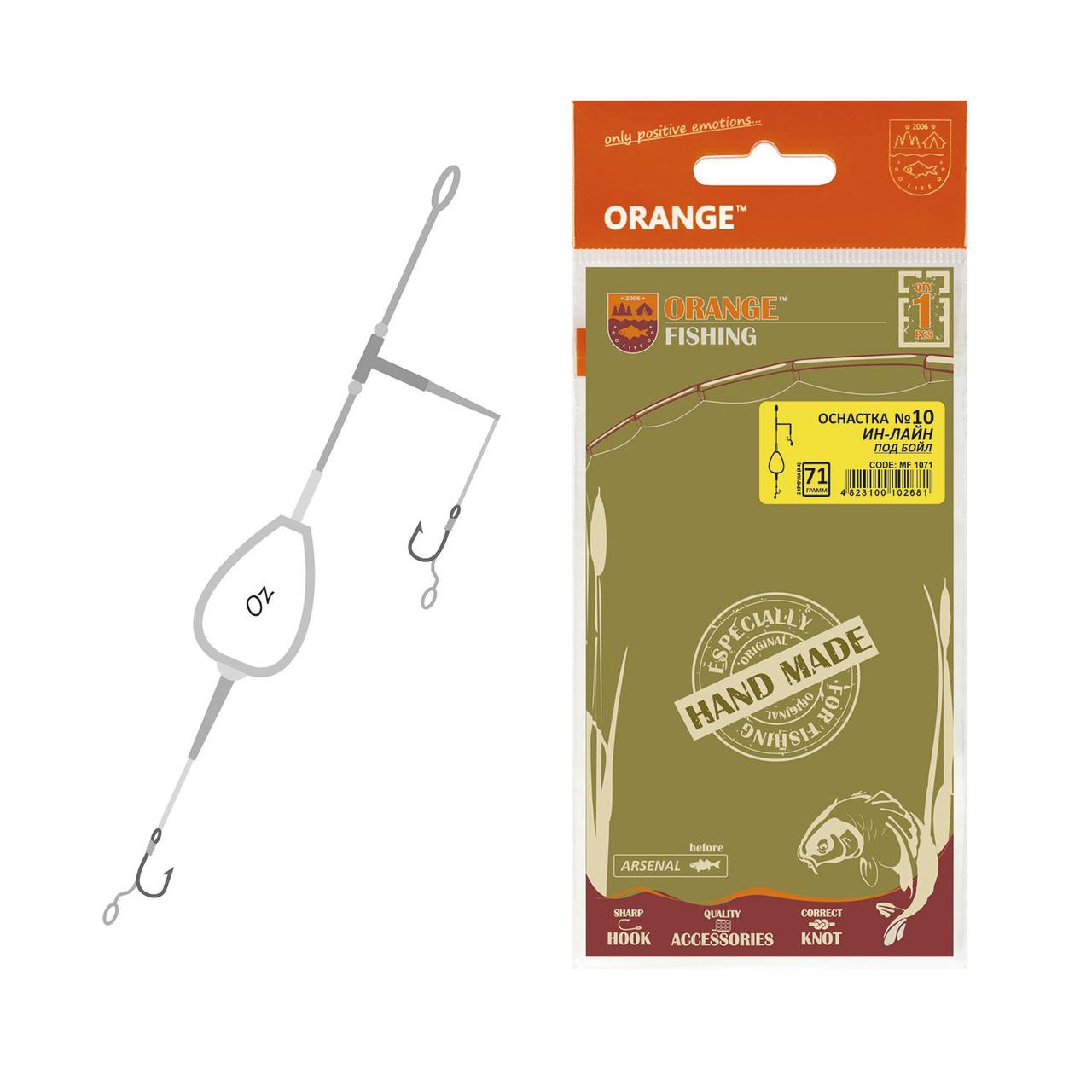 Обладнання коропове No10 ORANGE In-Line Leadcore 71