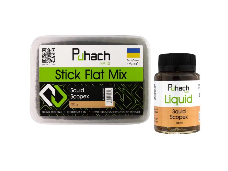 Набор Puhach Baits Stick Flat Mix + Liquid 70 ml  Squid Scopex