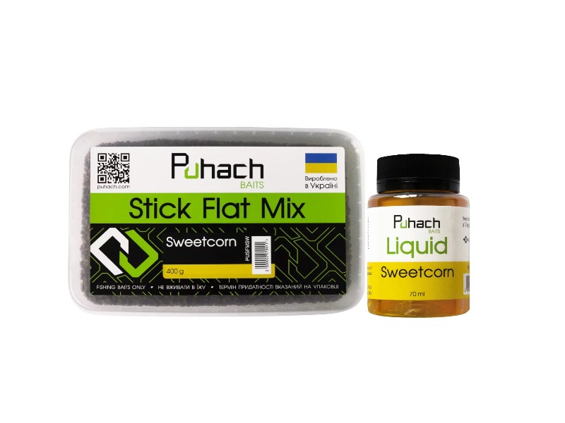 Набір Puhach Baits Stick Flat Mix + Liquid 70 ml Sweetcorn (Кукурудза)