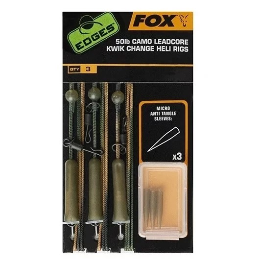 Готовий монтаж гелікоптер Fox Edges 50lb Camo Leadcore Kwik Change Heli 3шт