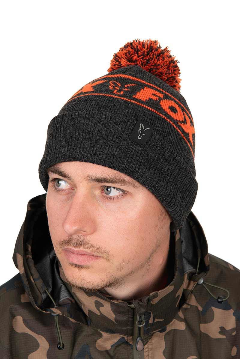 Шапка Fox Collection Bobbles Black Orange