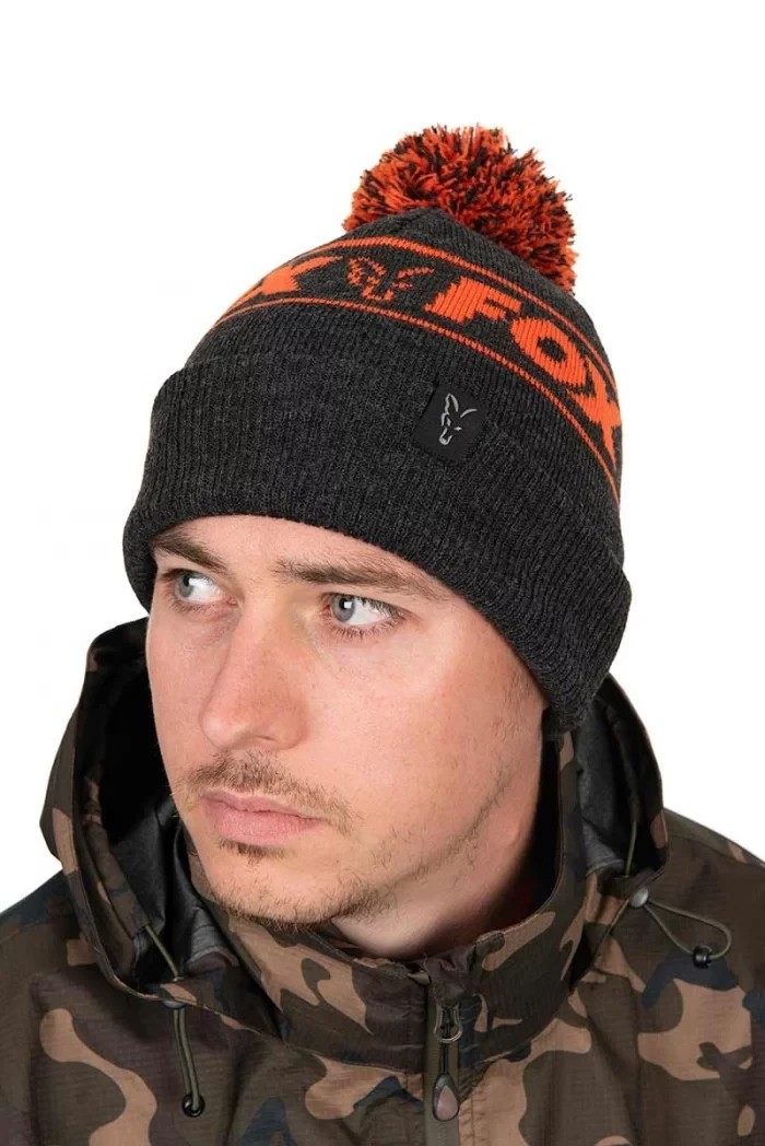Шапка Fox Collection Bobbles Black Orange